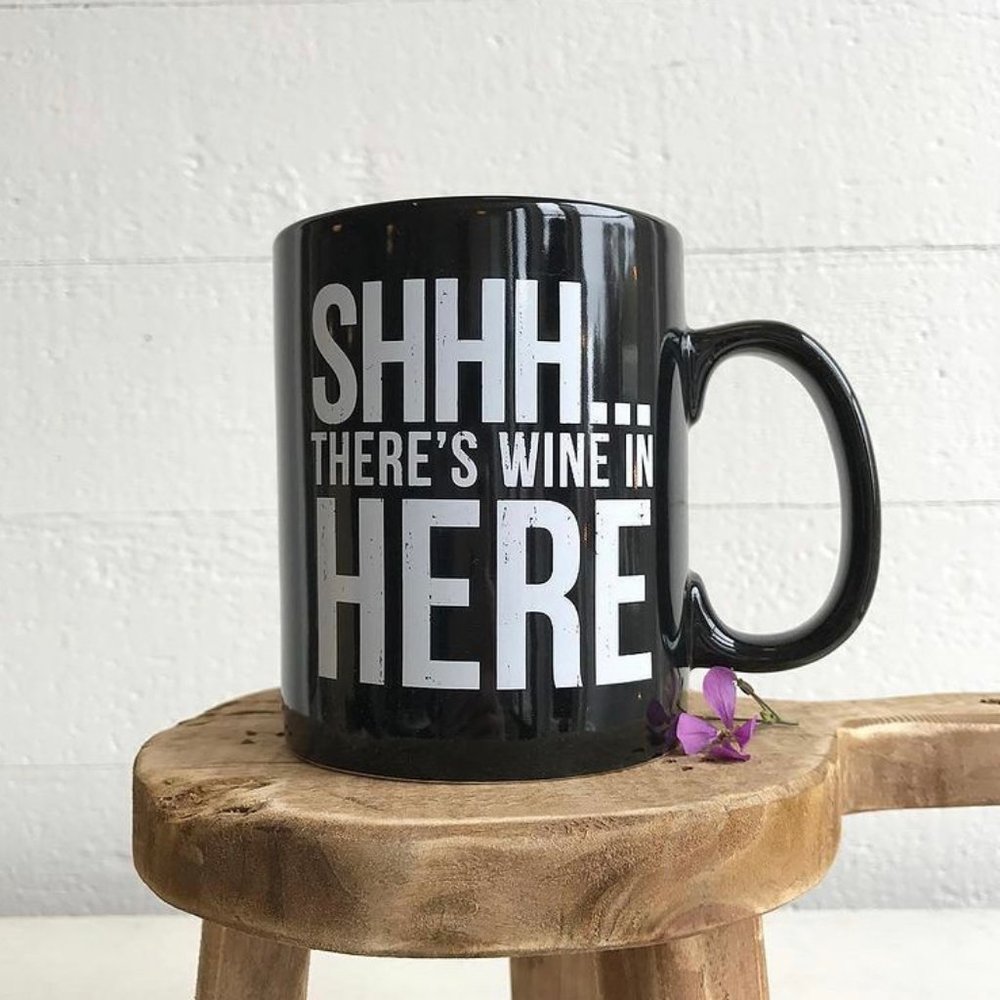 Stoneware Mug - Shhh There's Wine In Here